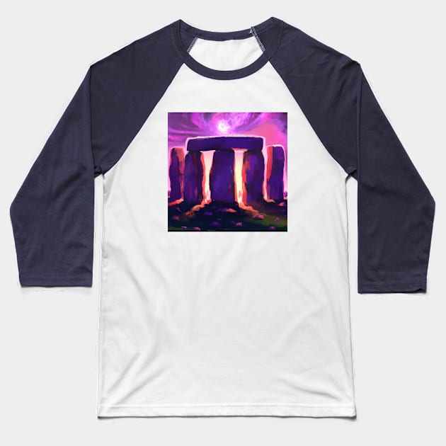 Stonehenge During a Purple Sunset Baseball T-Shirt by Star Scrunch